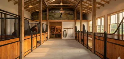 Agricultural pole barn interior construction