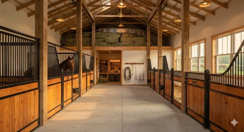 Agricultural pole barn interior construction
