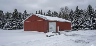 Pole barn garage interior with finishing